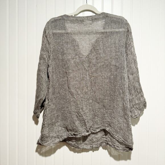 J Jill Pure Jill Linen Top Open Weave Size Medium Tall - Picture 5 of 5